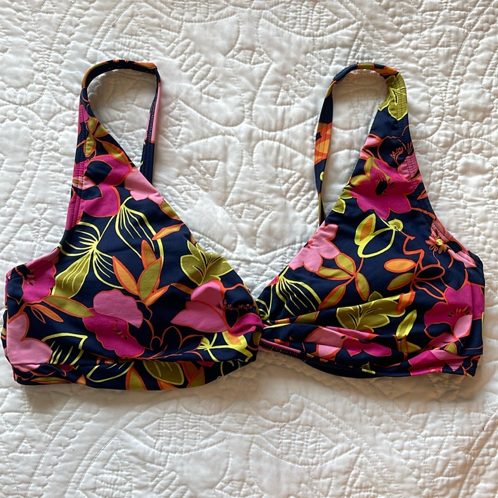 Lands End Tropical Floral Padded Swim Top - Size 14